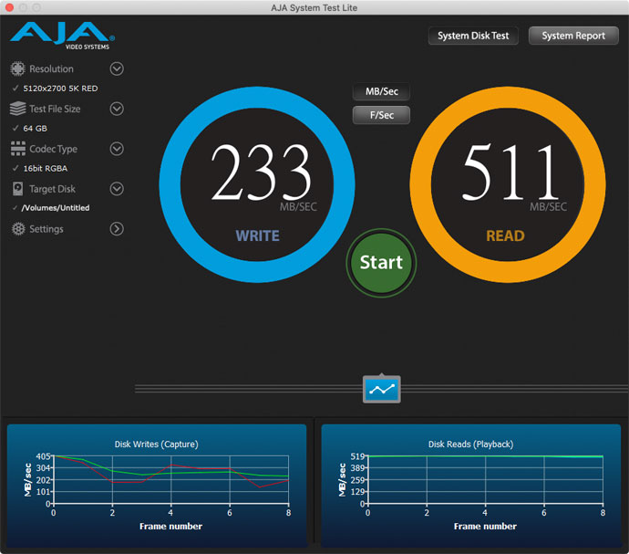 aja disk test standard